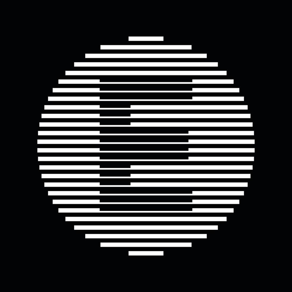 E Alphabet Letter Logo Round Circle Line Abstract Optical Illusion Stripe Halftone Symbol Icon vector