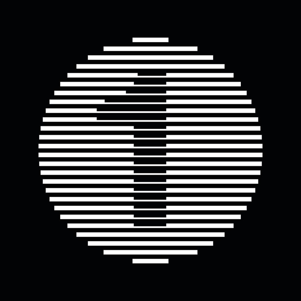 One Number Round Line Abstract Optical Illusion Stripe Halftone Symbol Icon vector