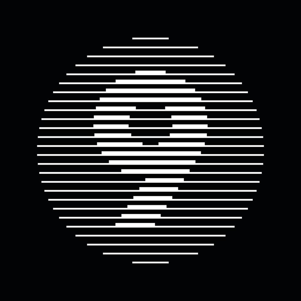 Nine Number Round Line Abstract Optical Illusion Stripe Halftone Symbol Icon vector
