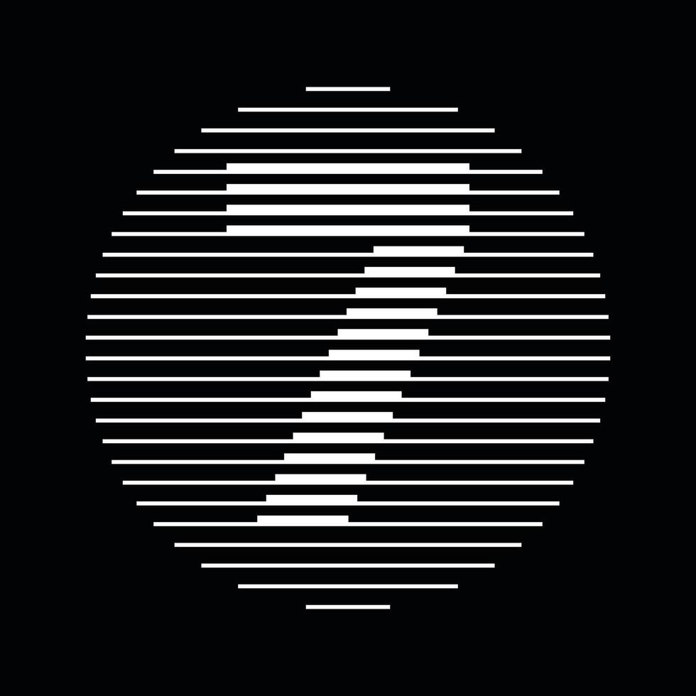 Seven Number Round Line Abstract Optical Illusion Stripe Halftone Symbol Icon vector