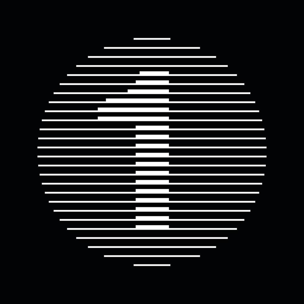 One Number Round Line Abstract Optical Illusion Stripe Halftone Symbol Icon vector