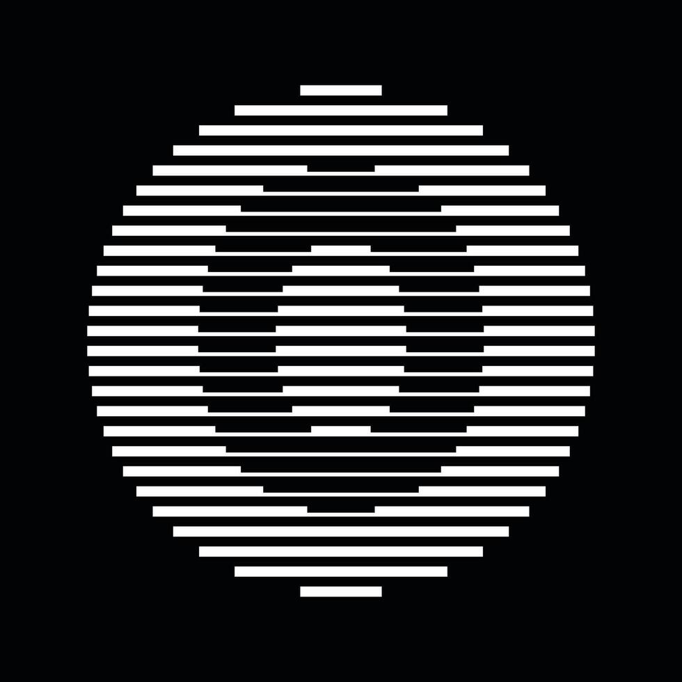 Zero Number Round Line Abstract Optical Illusion Stripe Halftone Symbol Icon vector
