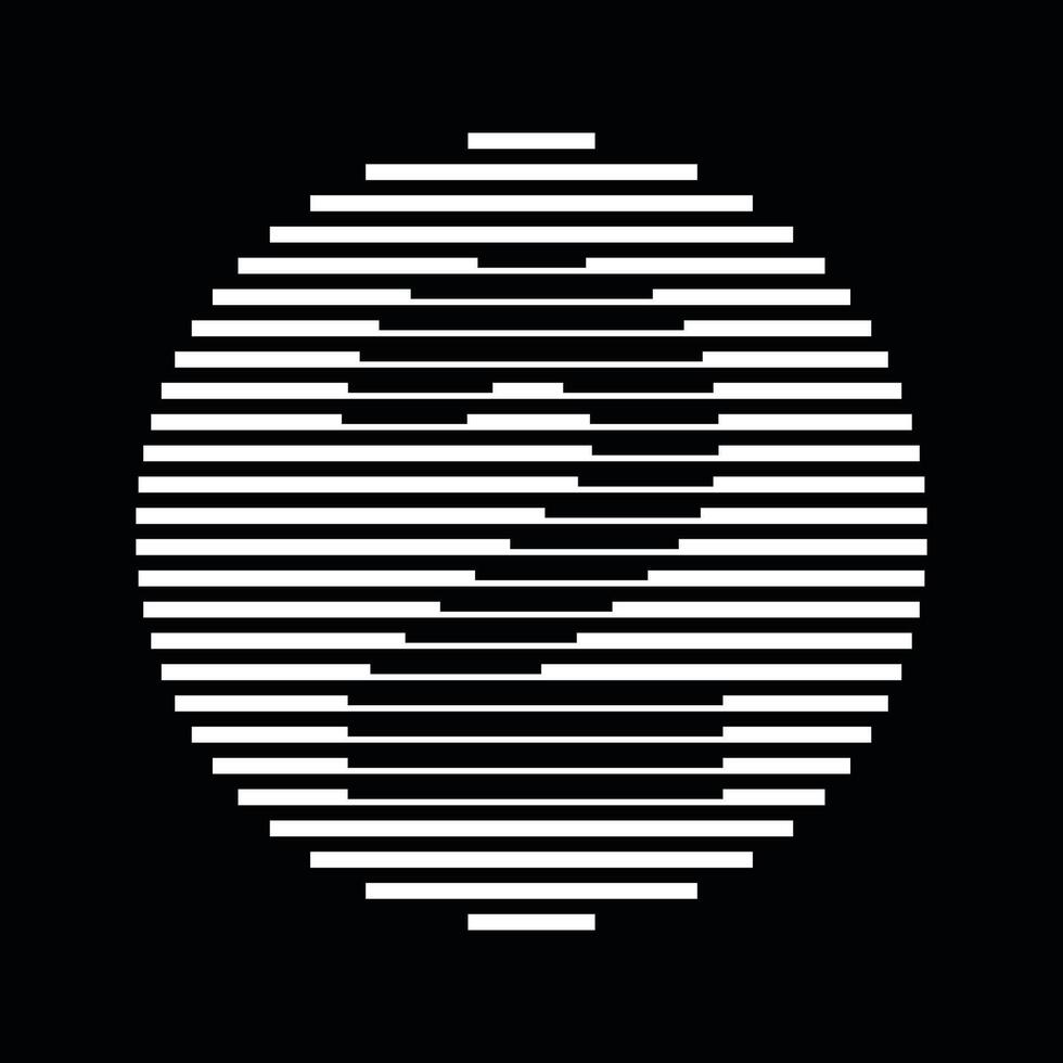 Two Number Round Line Abstract Optical Illusion Stripe Halftone Symbol Icon vector