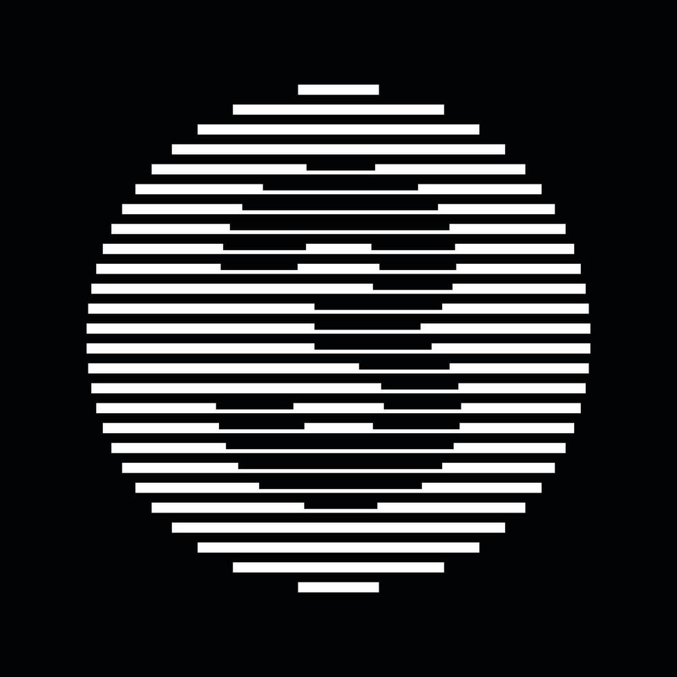 Three Number Round Line Abstract Optical Illusion Stripe Halftone Symbol Icon vector