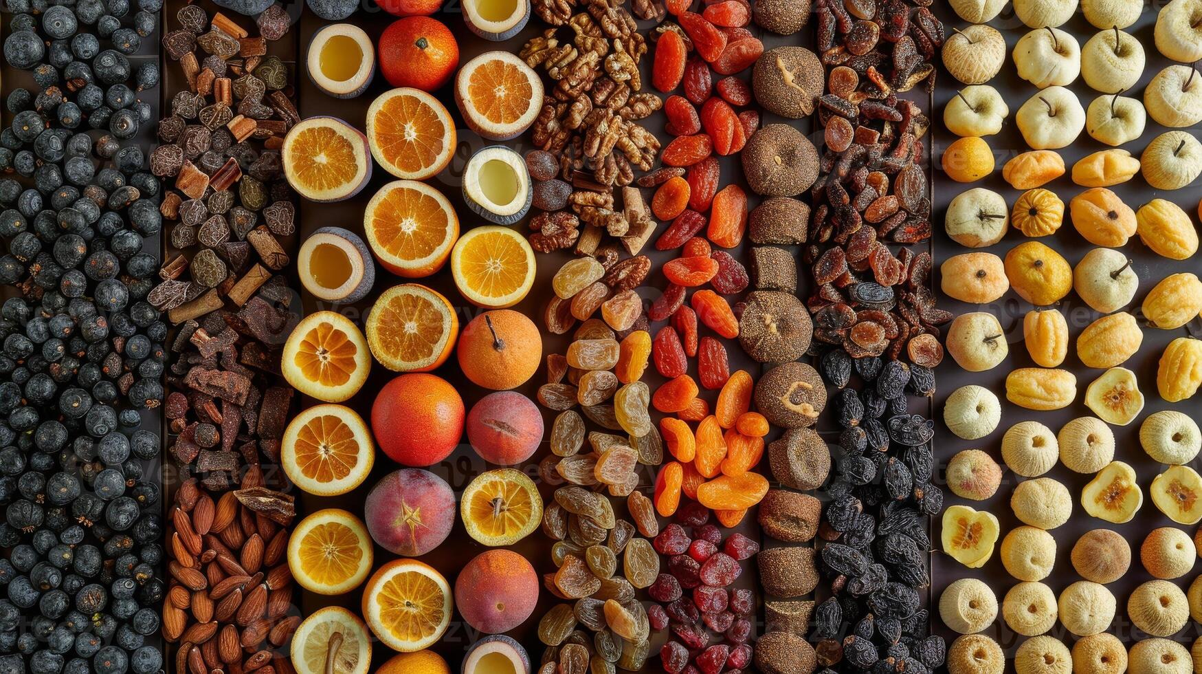 Grid Display of Various Dried Fruits photo
