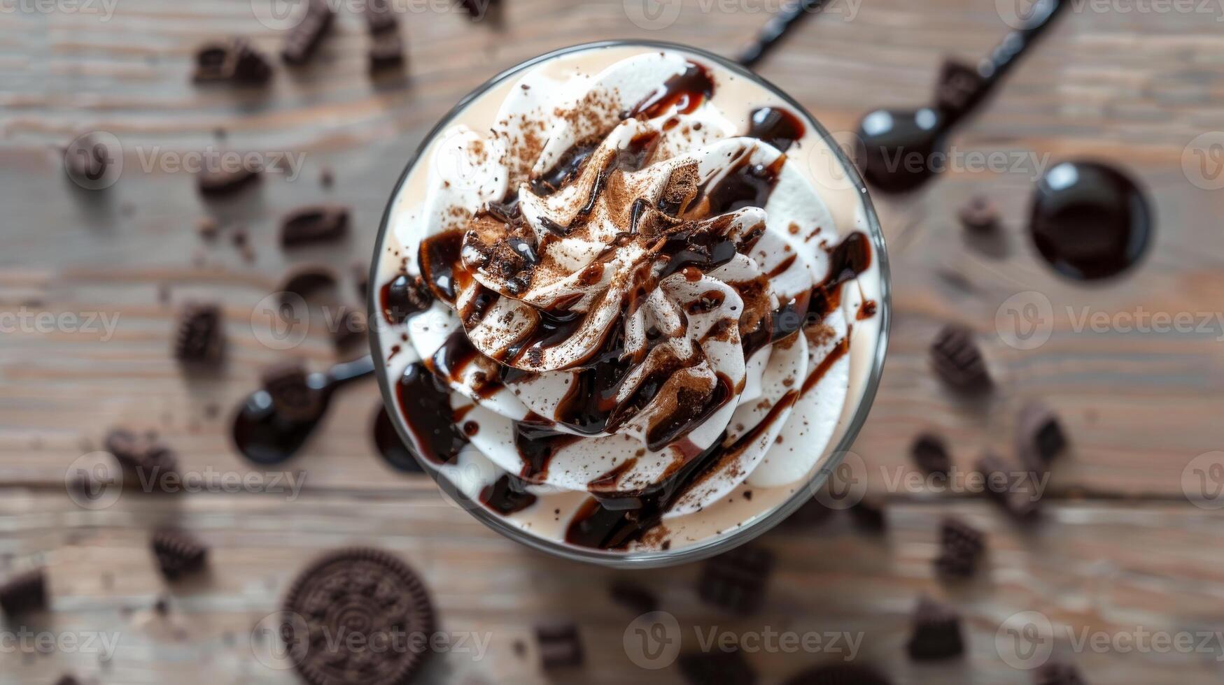Oreo Milkshake on Wooden Table photo