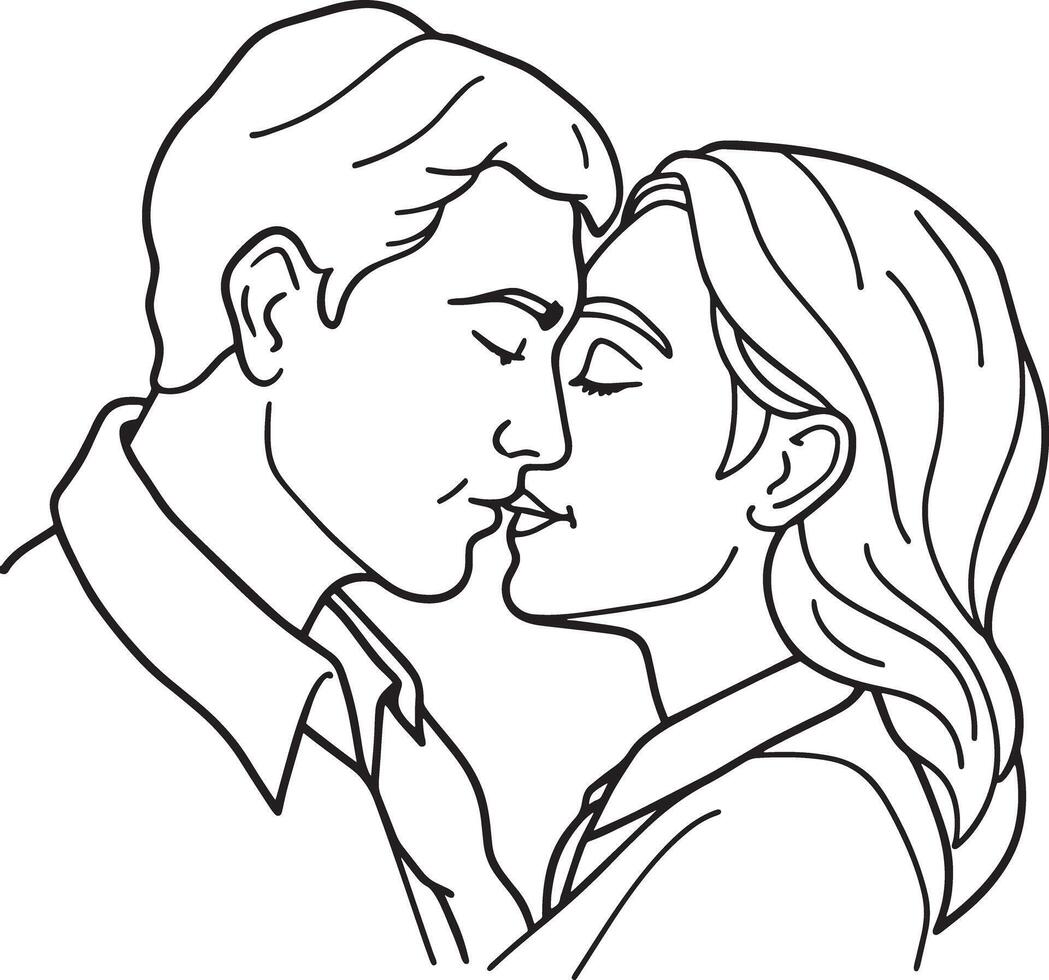 couple kissing illustration black and white vector