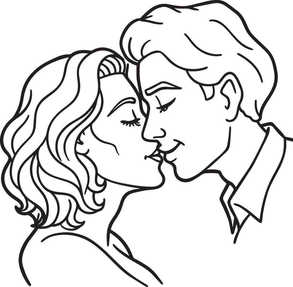 couple kissing illustration black and white vector