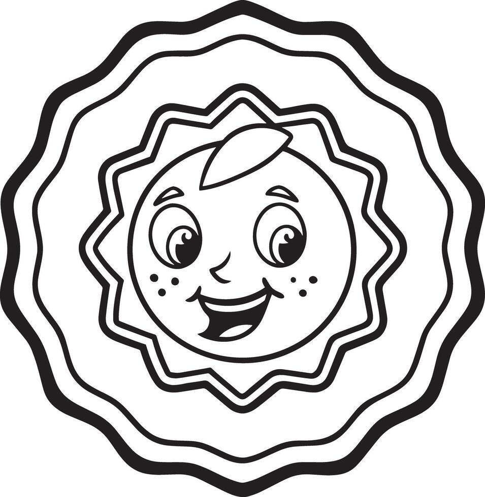 Cute sticker illustration black and white vector