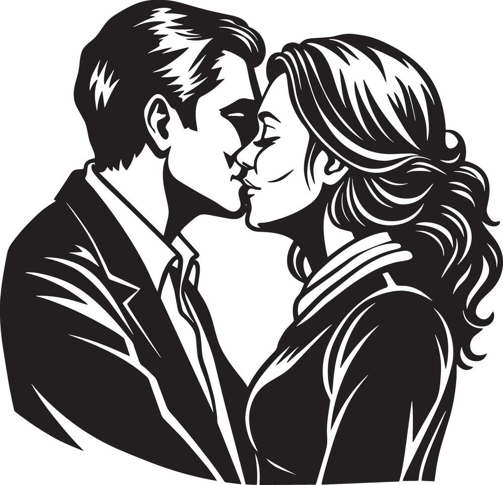 couple kissing illustration black and white 45787913 Vector Art at Vecteezy