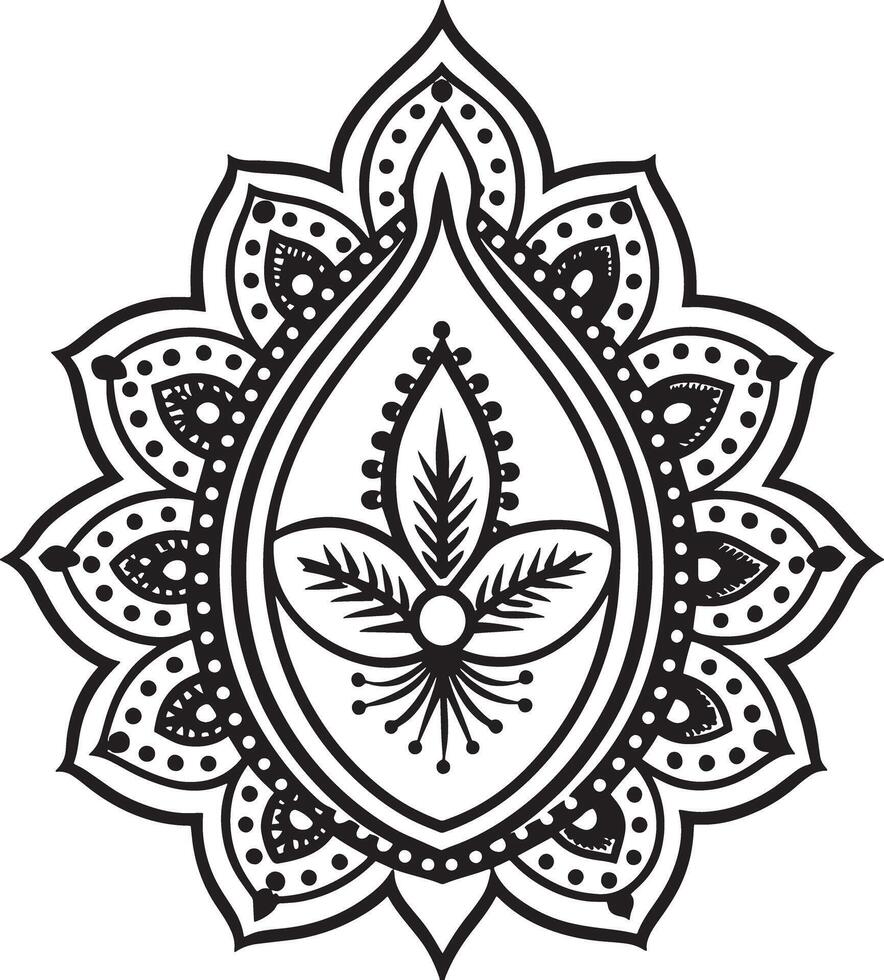 abstract floral ornament illustration for your design black and white vector