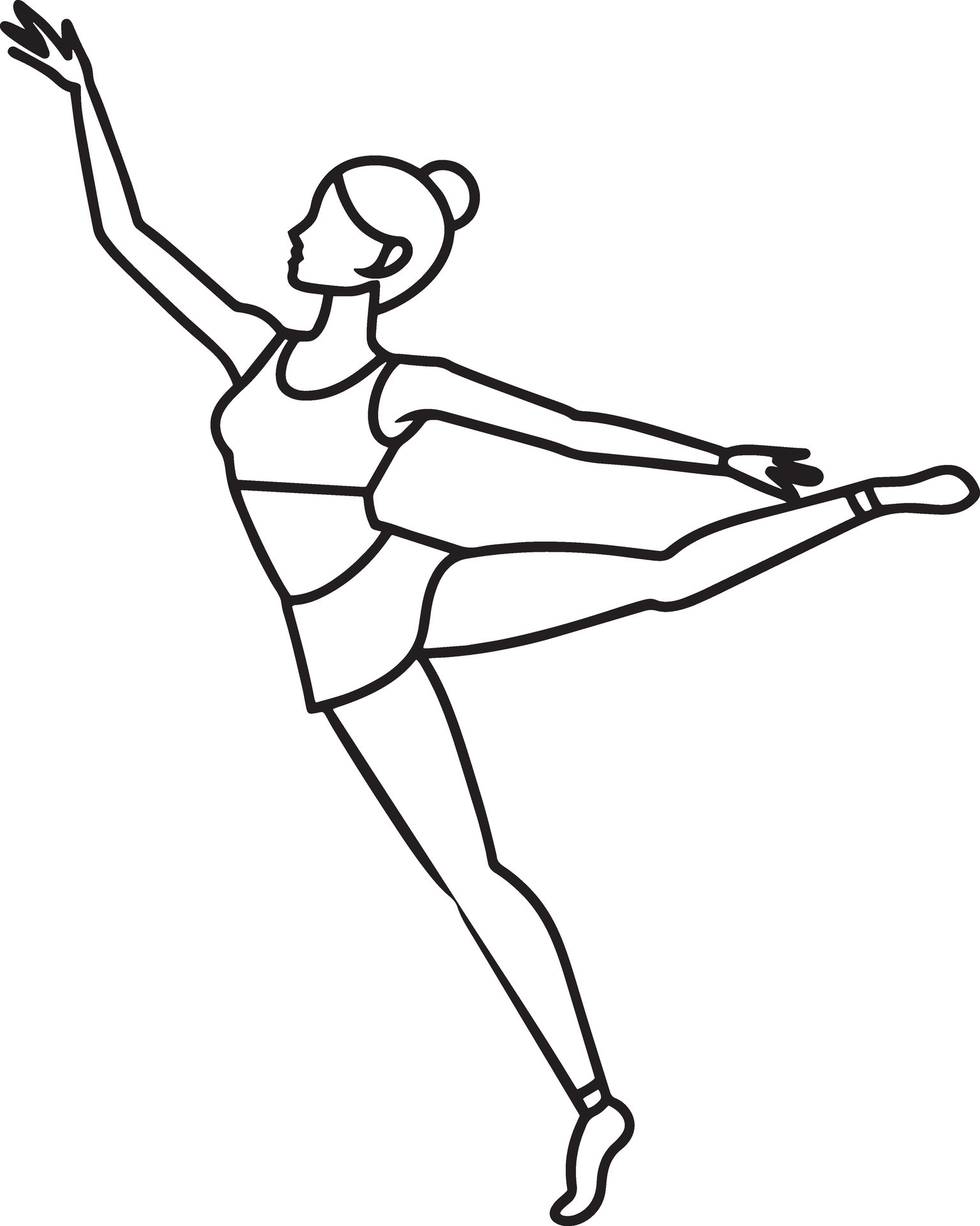 silhouette of a ballerina dancing illustration black and white 45787928