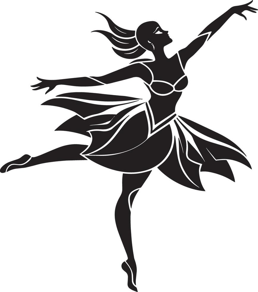 ballet dancer silhouette illustration black and white vector