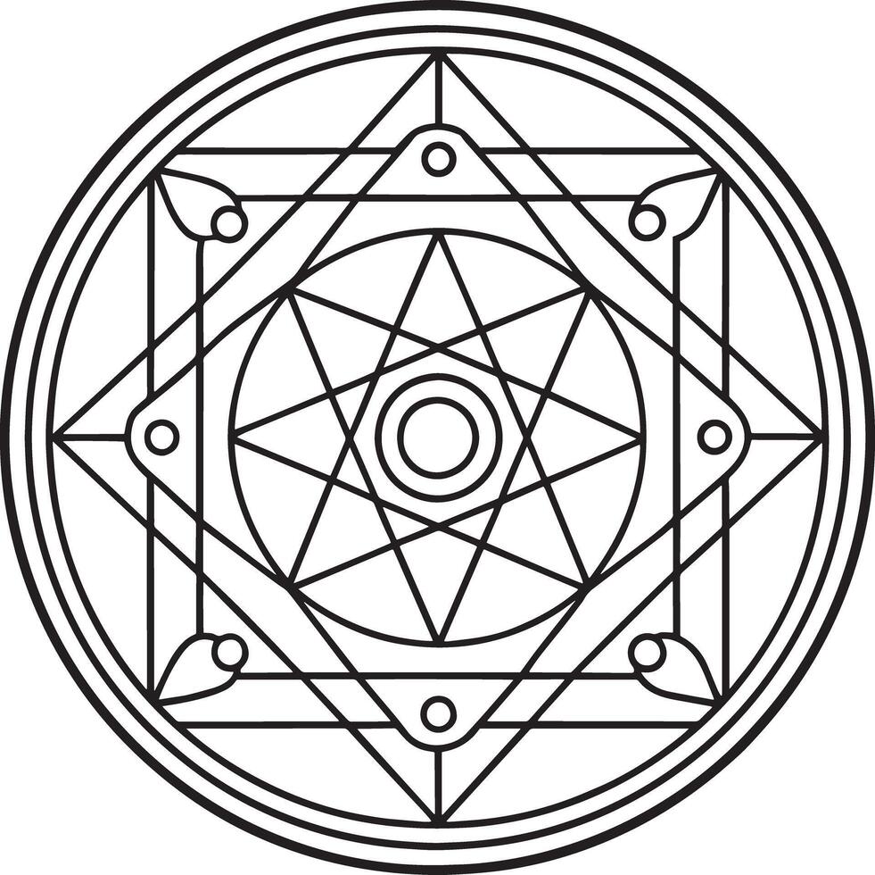 spiritual symbol round ornament black and white vector