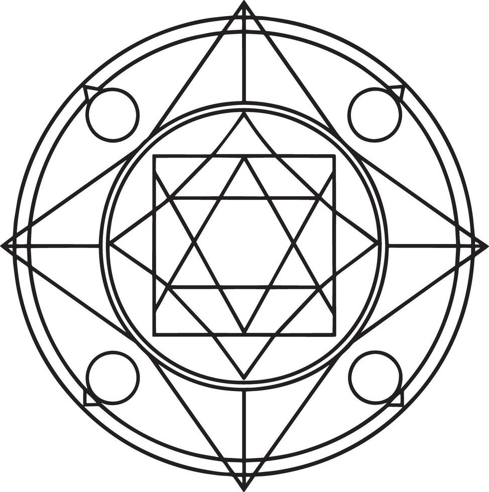 spiritual symbol round ornament black and white vector