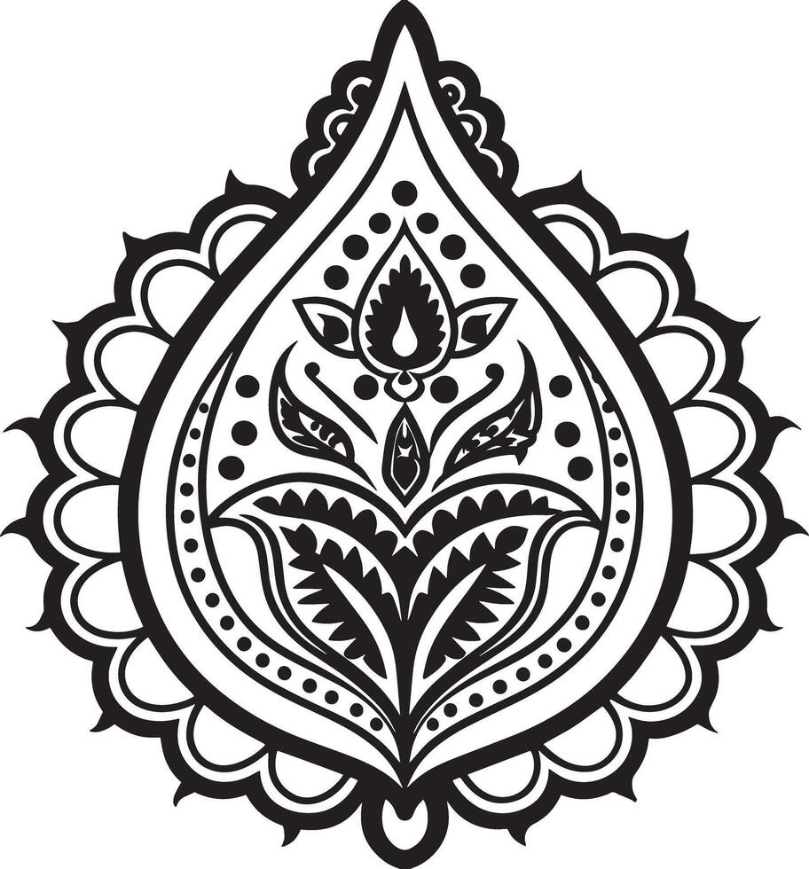 abstract floral ornament illustration for your design black and white vector