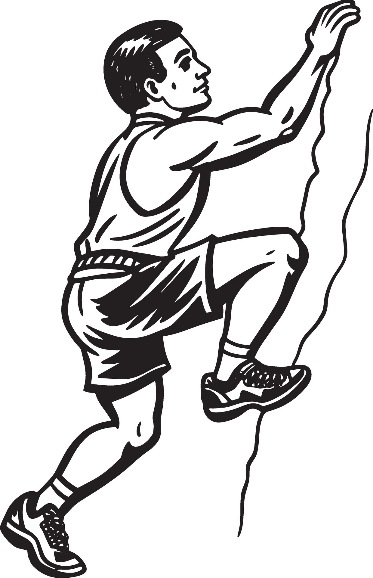 hand drawn man doing wall climbing illustration black and white