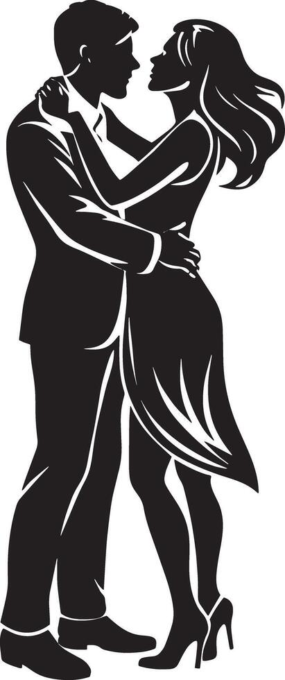 silhouette of a couple kissing illustration black and white vector
