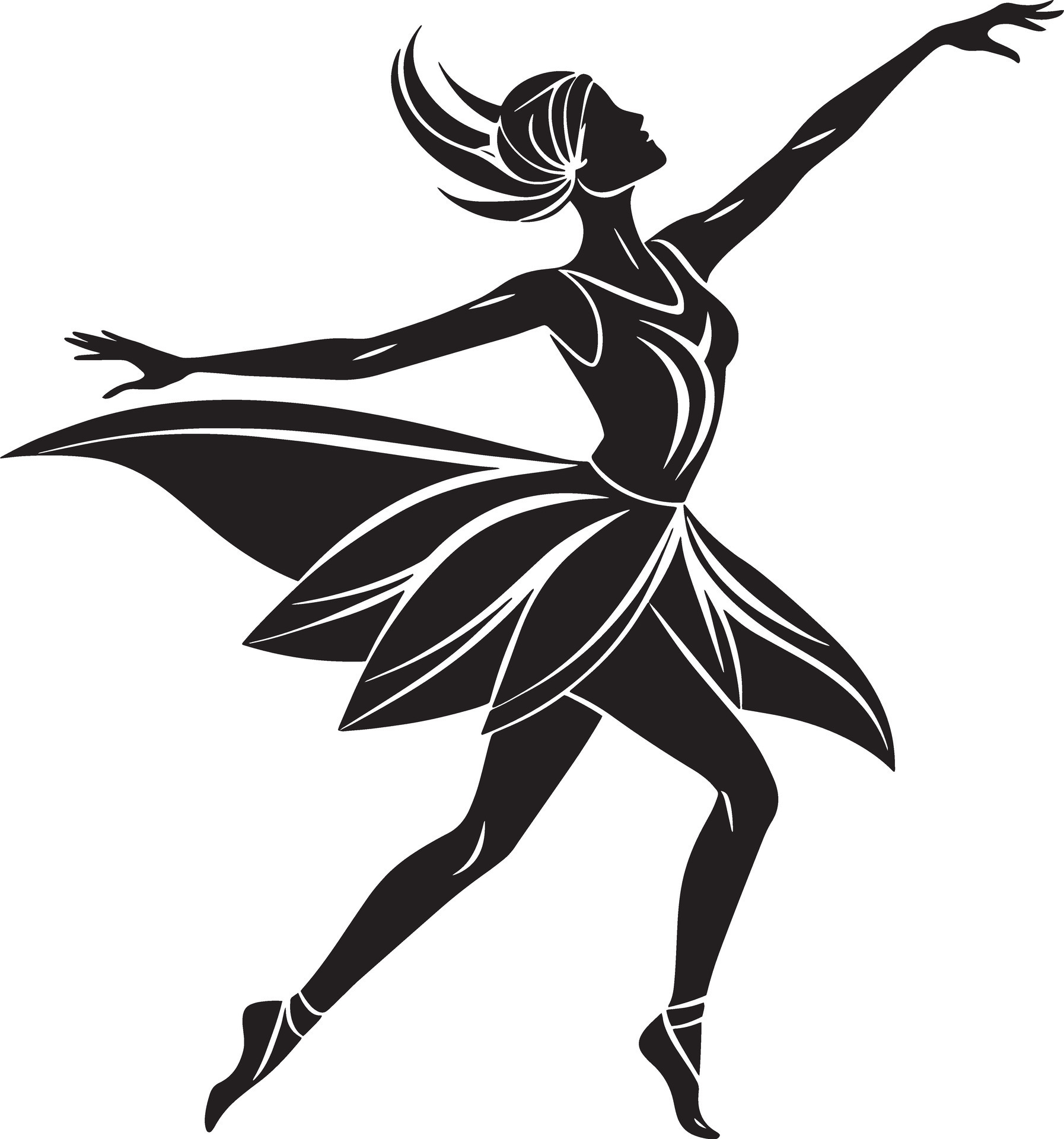 ballet dancer silhouette illustration black and white 45788170 Vector