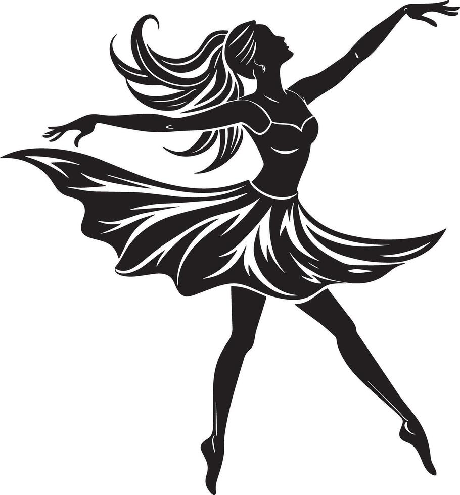 ballet dancer silhouette illustration black and white vector