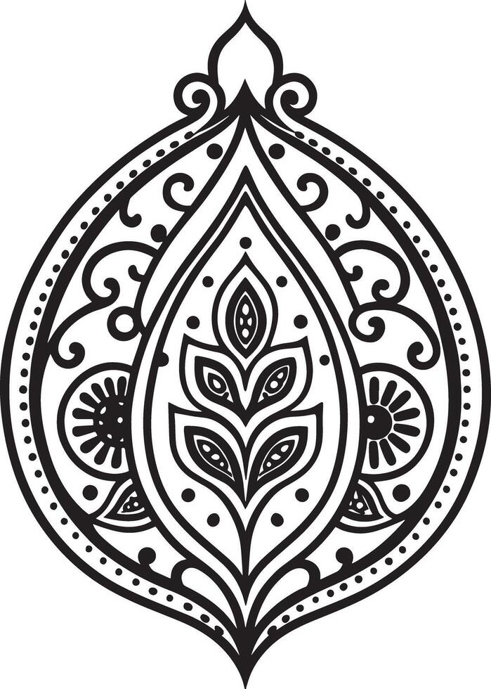 abstract floral ornament illustration for your design black and white vector