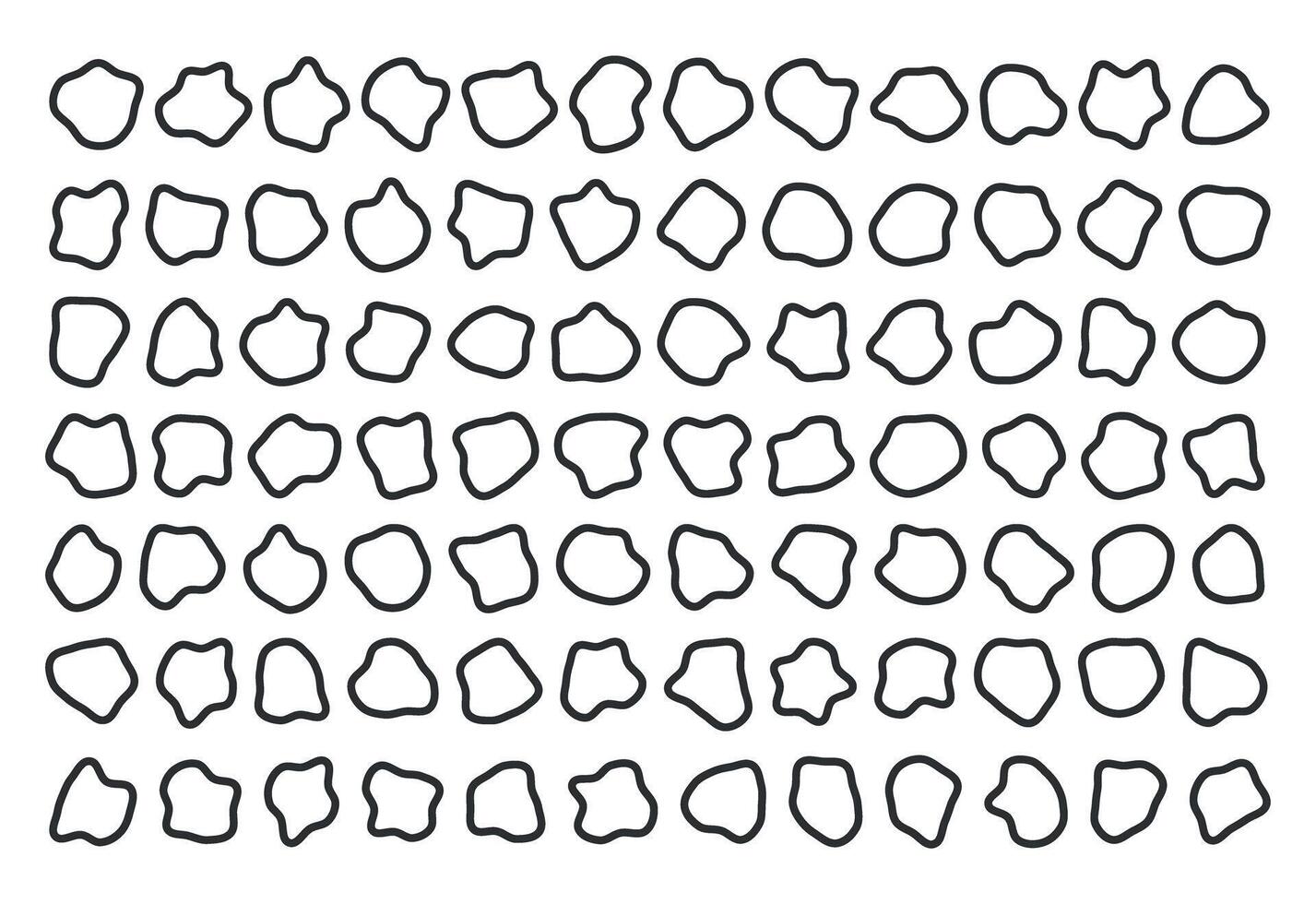 Collection of paint liquid black speech blotch spot irregular form isolated on transparent background, random cube drops simple elements, organic amoeba blob shape in modern style fluid dynamic vector