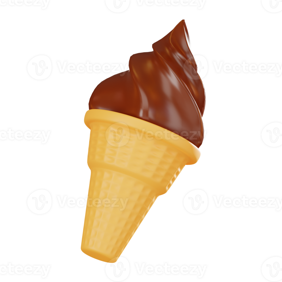 Sweet Summer Treat Ice Cream Cone. 3D Render png
