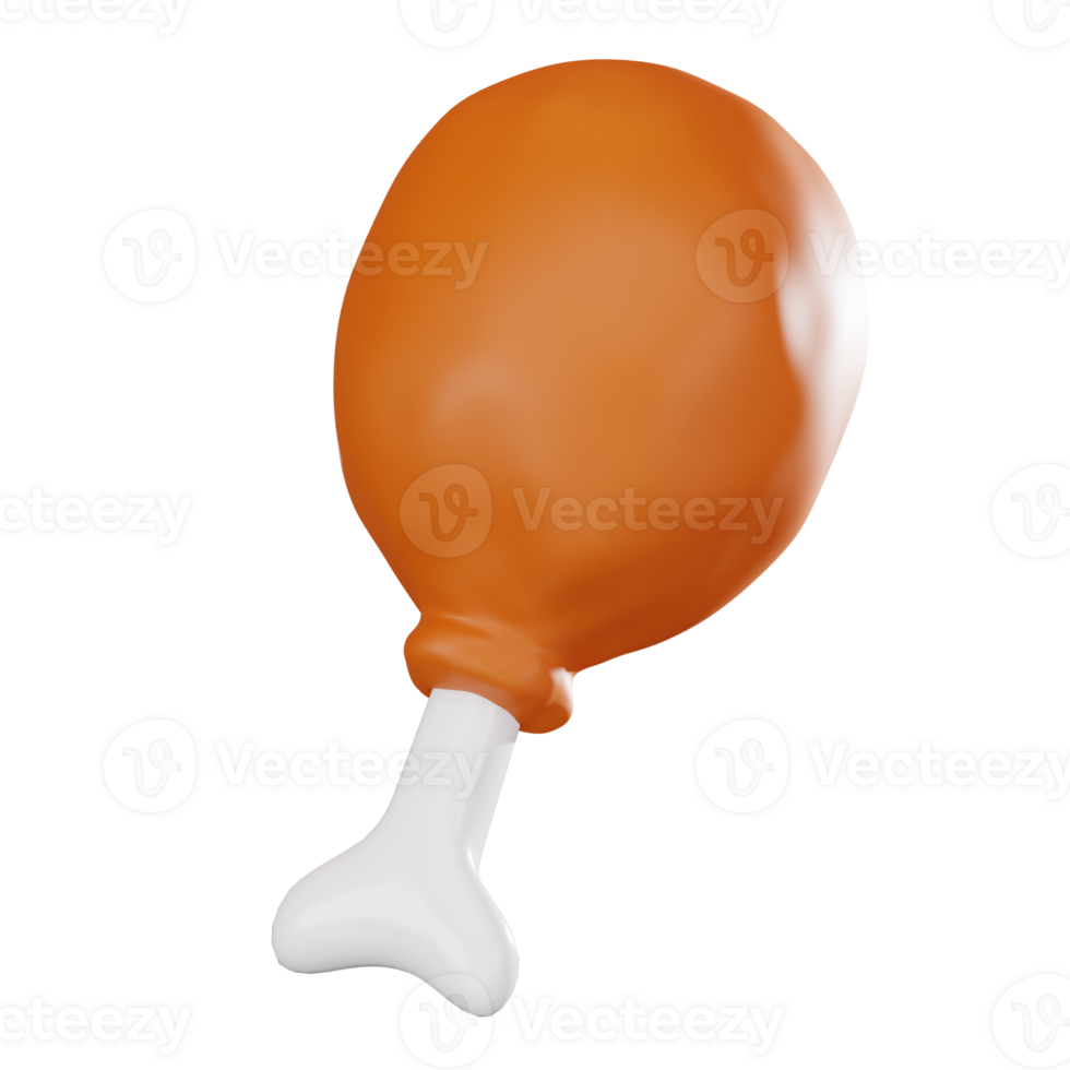 Sizzling Chicken Leg of Crispy Fast Food Delight. 3D Render png