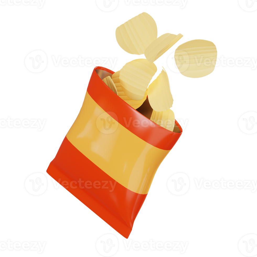 Crispy Delight of Potato Chips for Snack Food Concepts. 3D Render png