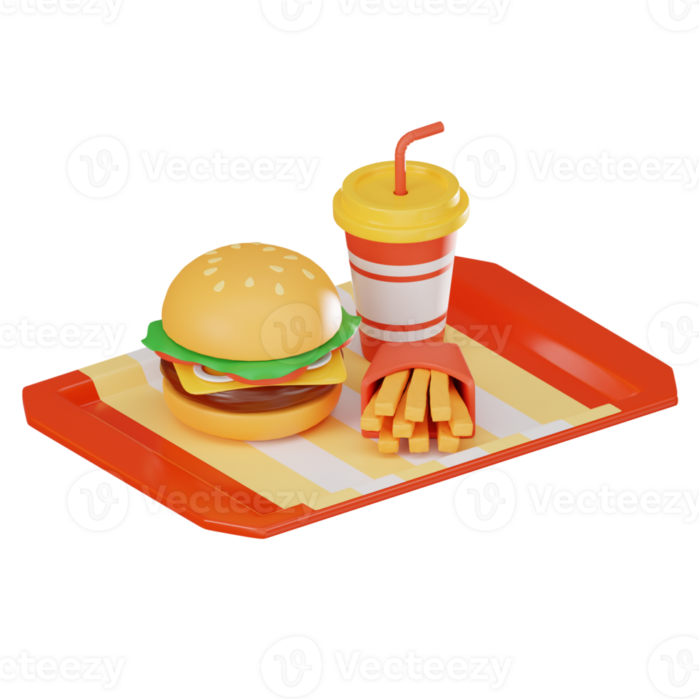 Burger Fast Food and Junk Food Concept. 3D Render png