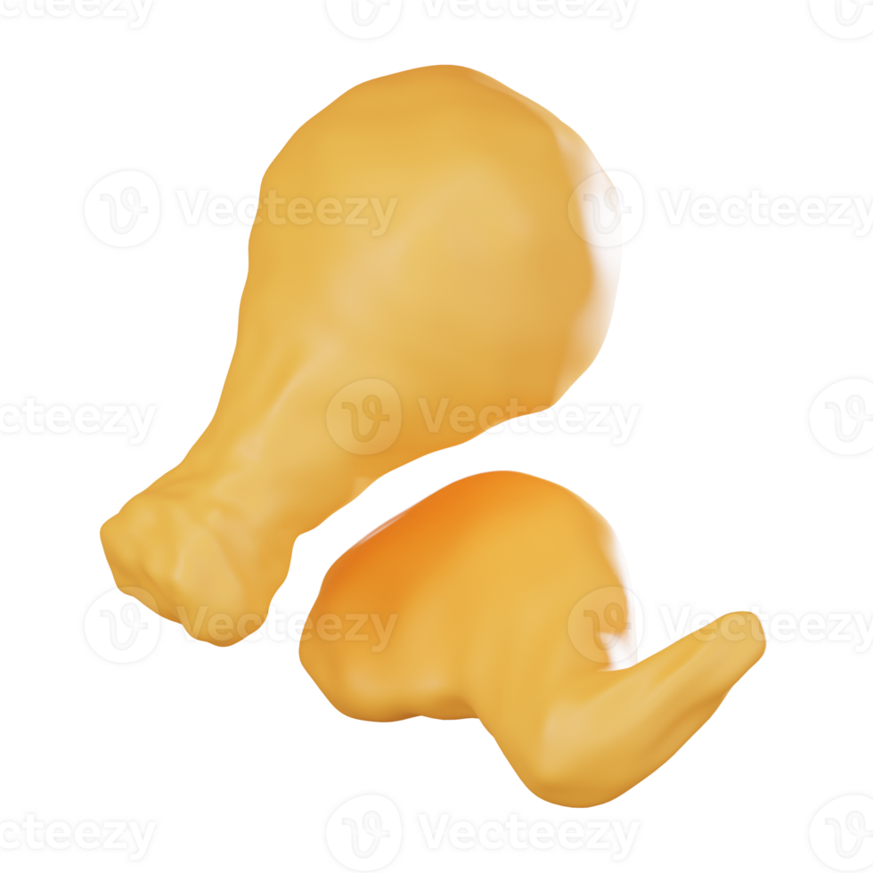 Savory Delight of Fried Chicken Fast Food. 3D Render png