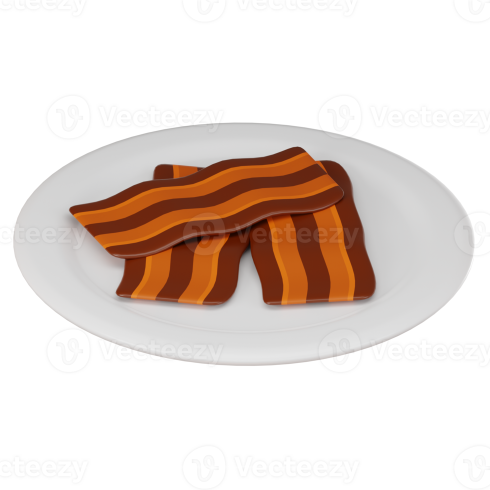 Breakfast of a Tasty Bacon Slice. 3D Render png