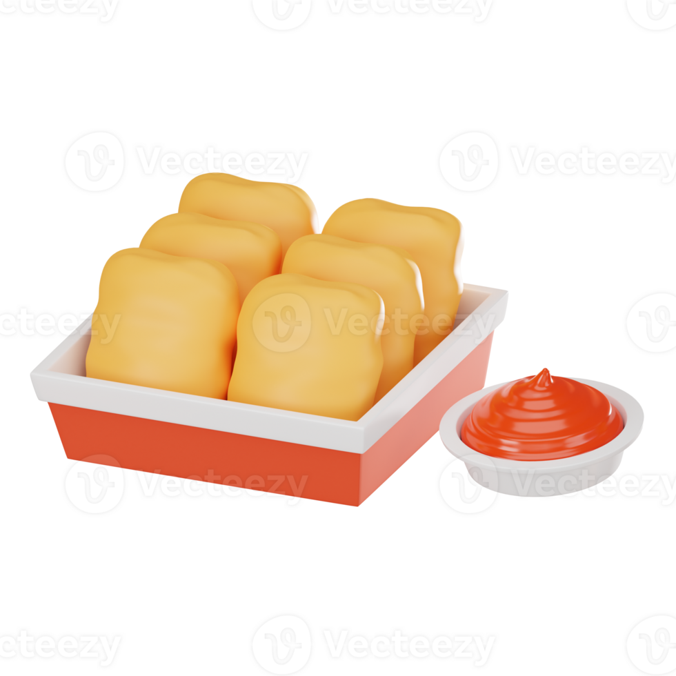 Chicken Nuggets Crispy and Delicious Food. 3D Render png