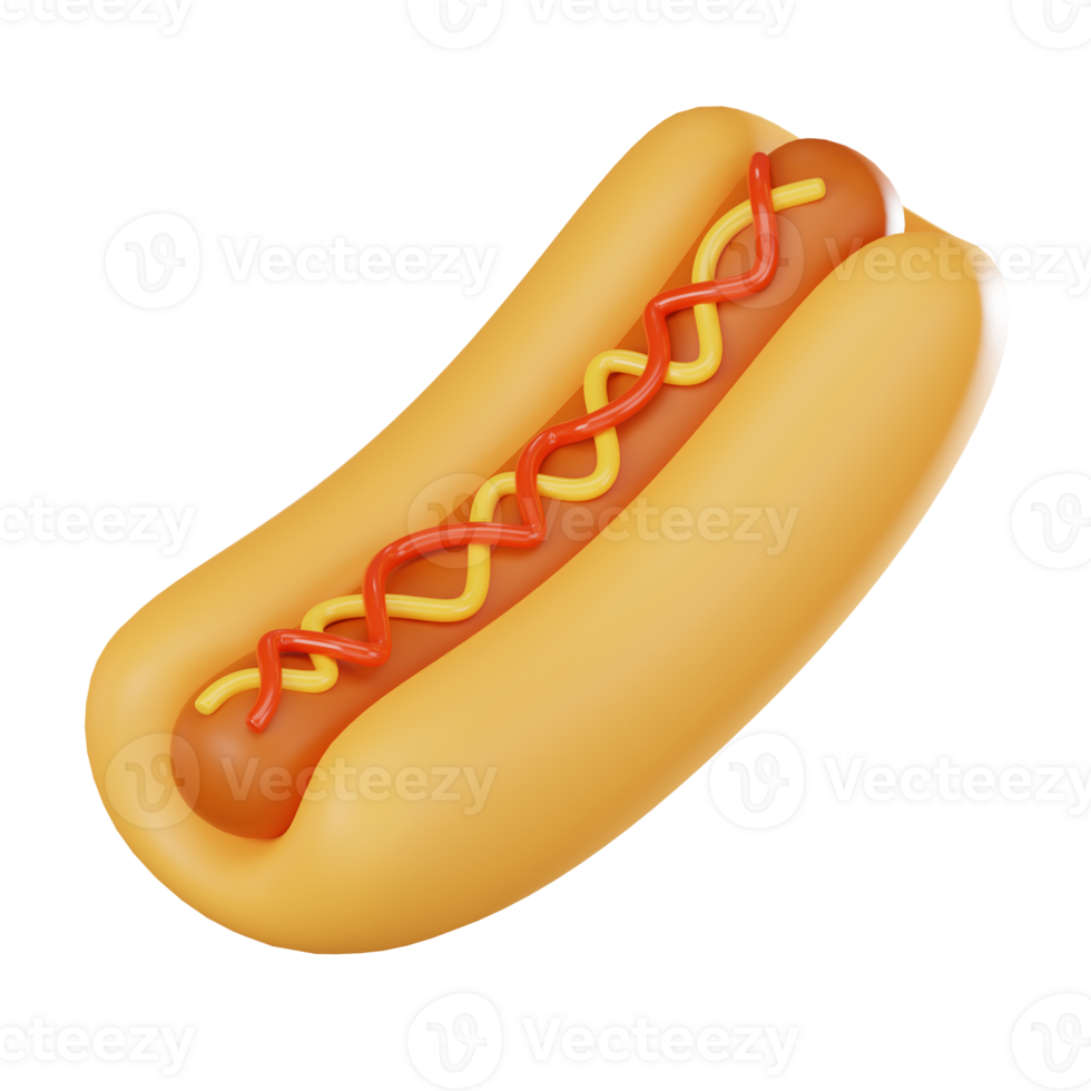 Hotdog Fast Food and Junk Food Concept. 3D Render png