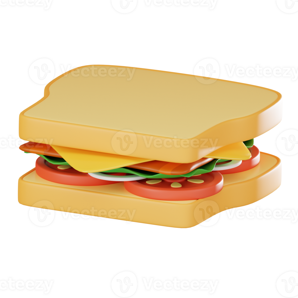 Gourmet Delight of a Delicious Sandwich Icon for Culinary Projects. 3D Render png