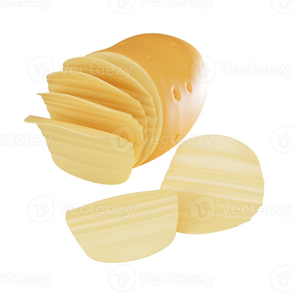 Crispy Delight of Potato Chips for Snack Food Concepts. 3D Render png