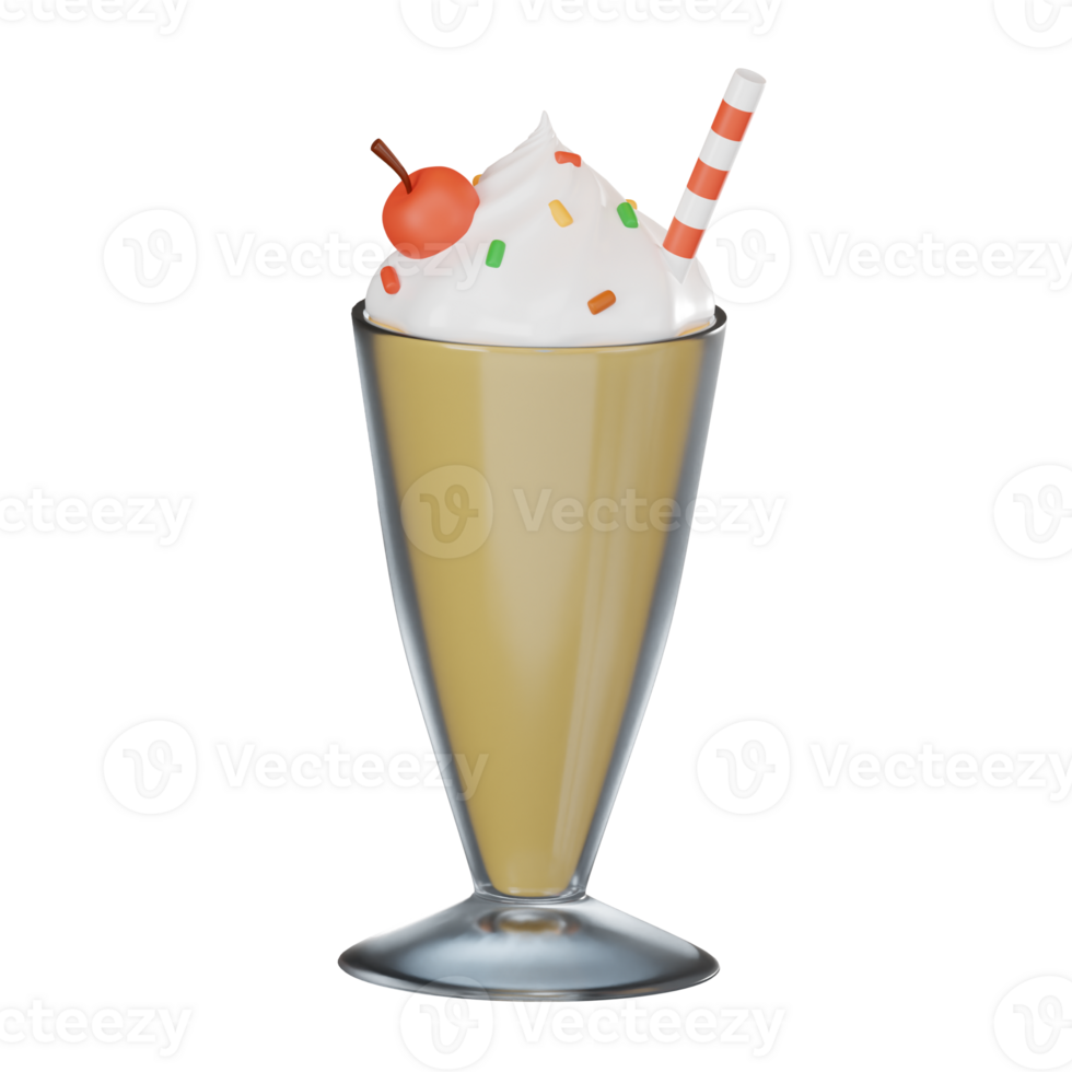 Delicious Milkshake Cup for Beverage and Dessert Themes. 3D Render png