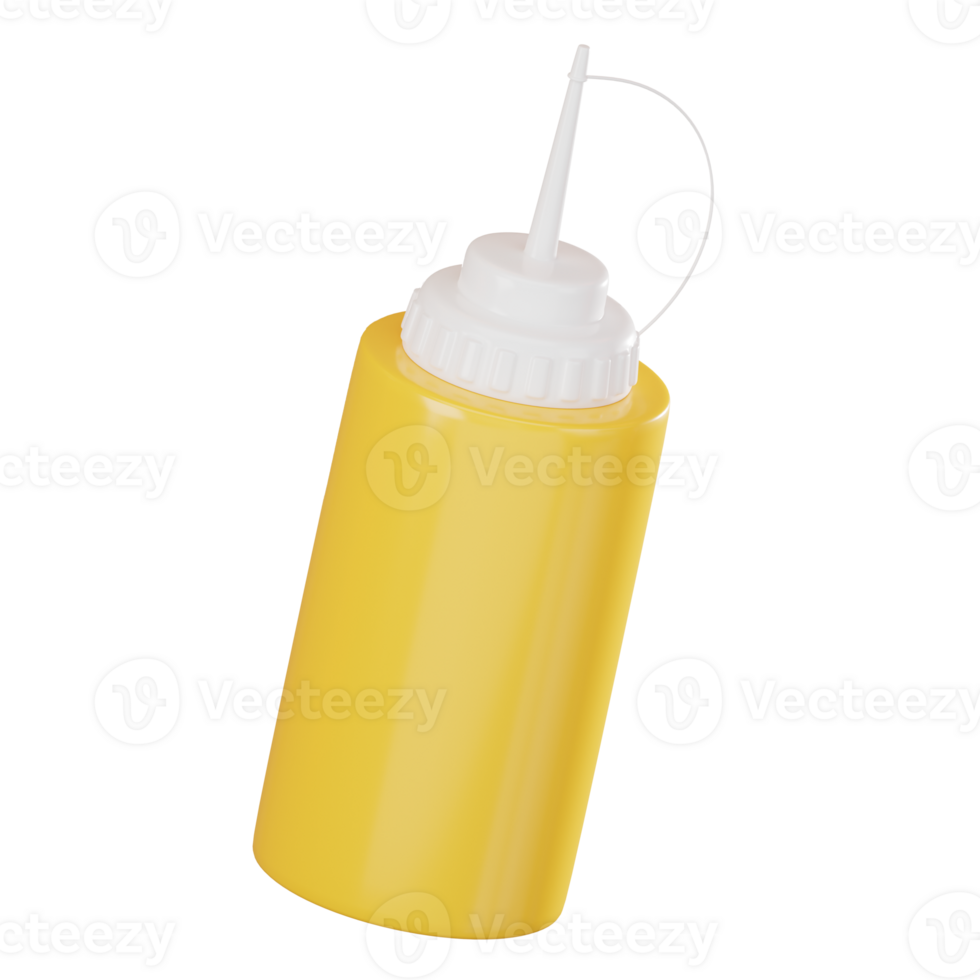 Gourmet Delight Mustard Bottle for Culinary Use. 3D Render png