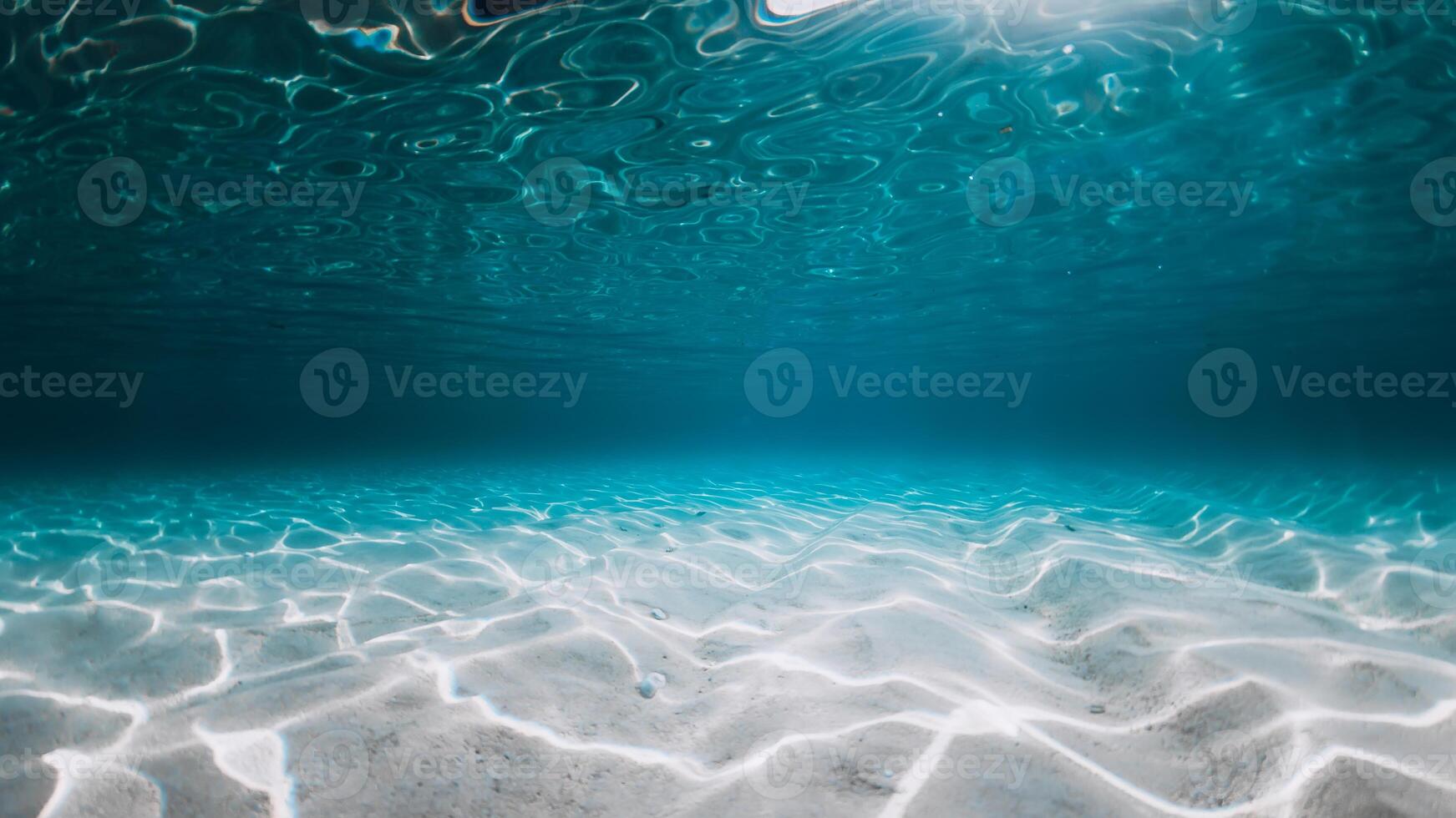 Ocean with sandy bottom in Bahamas. Panoramic underwater background photo