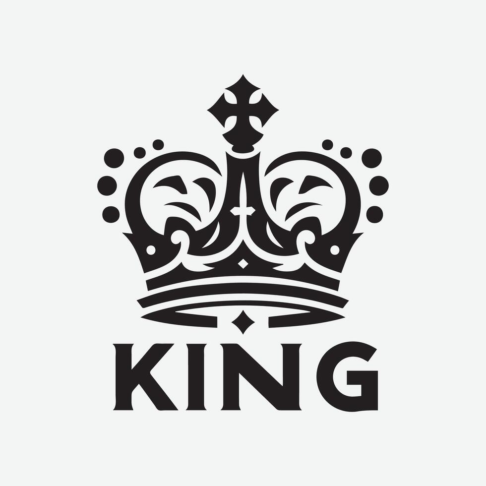 King crown logo illustration, black and white logo. vector