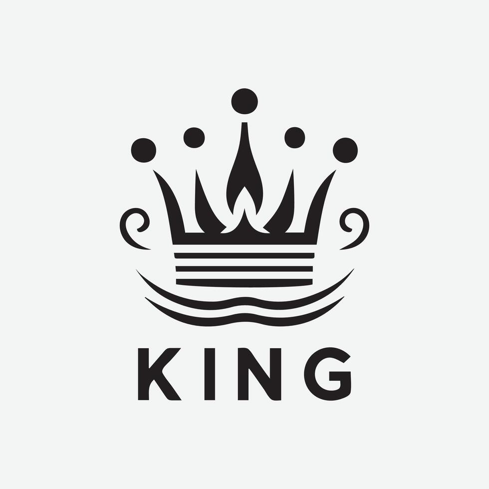 King crown logo illustration, black and white logo. vector