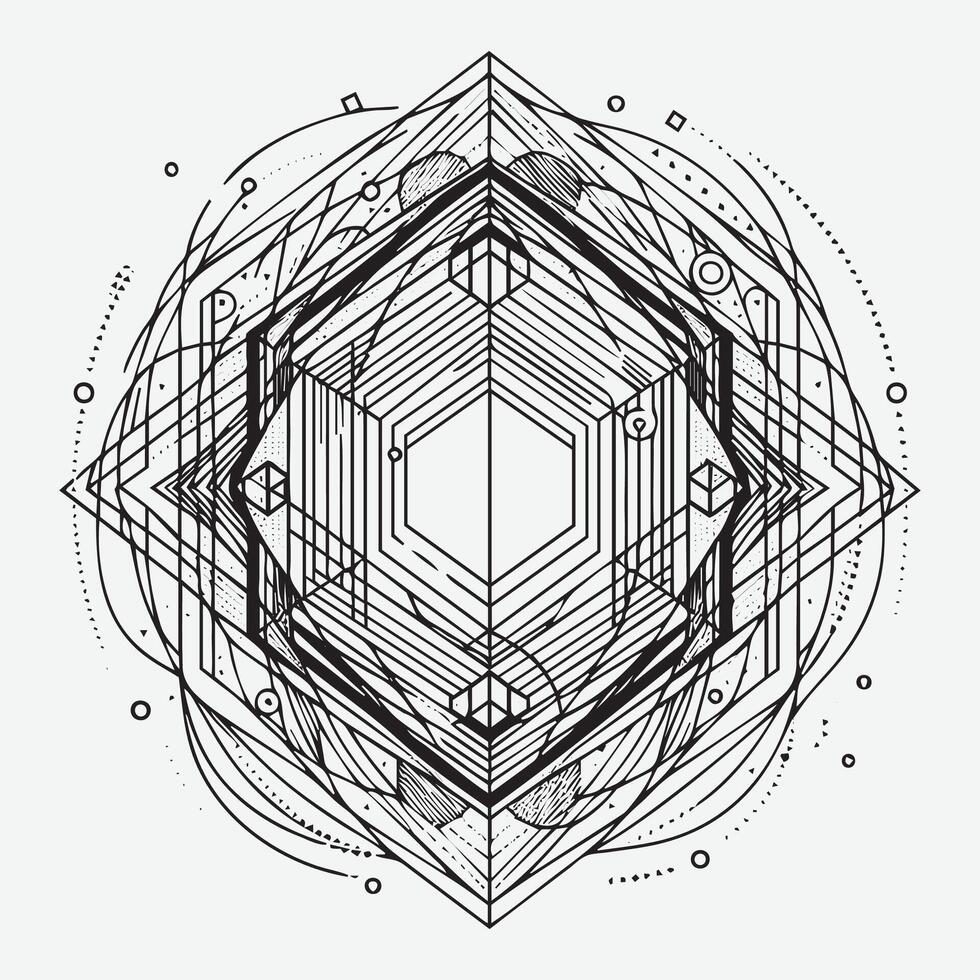 Outline art Asymmetrical abstract shape vector