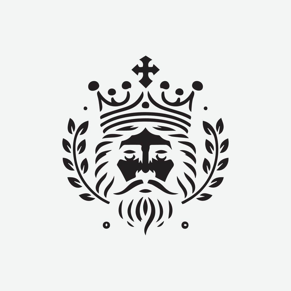 King crown logo illustration, black and white logo. vector