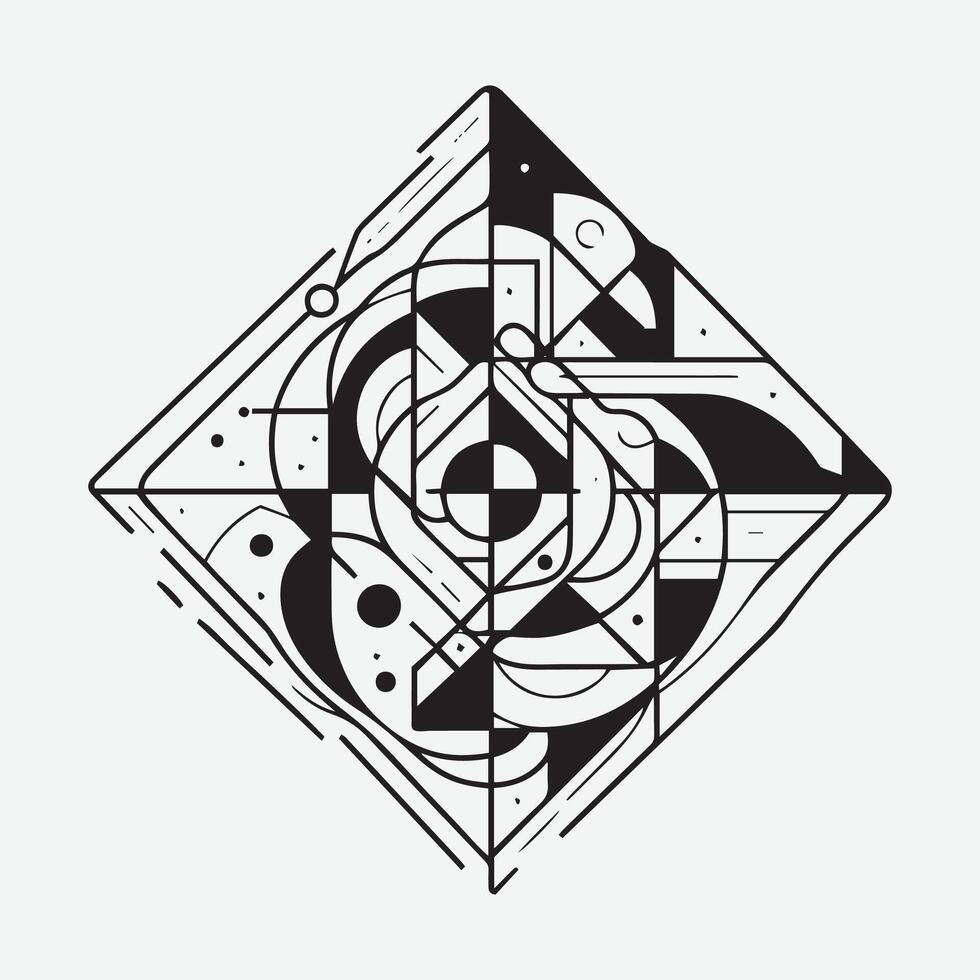 Outline art Asymmetrical abstract shape vector