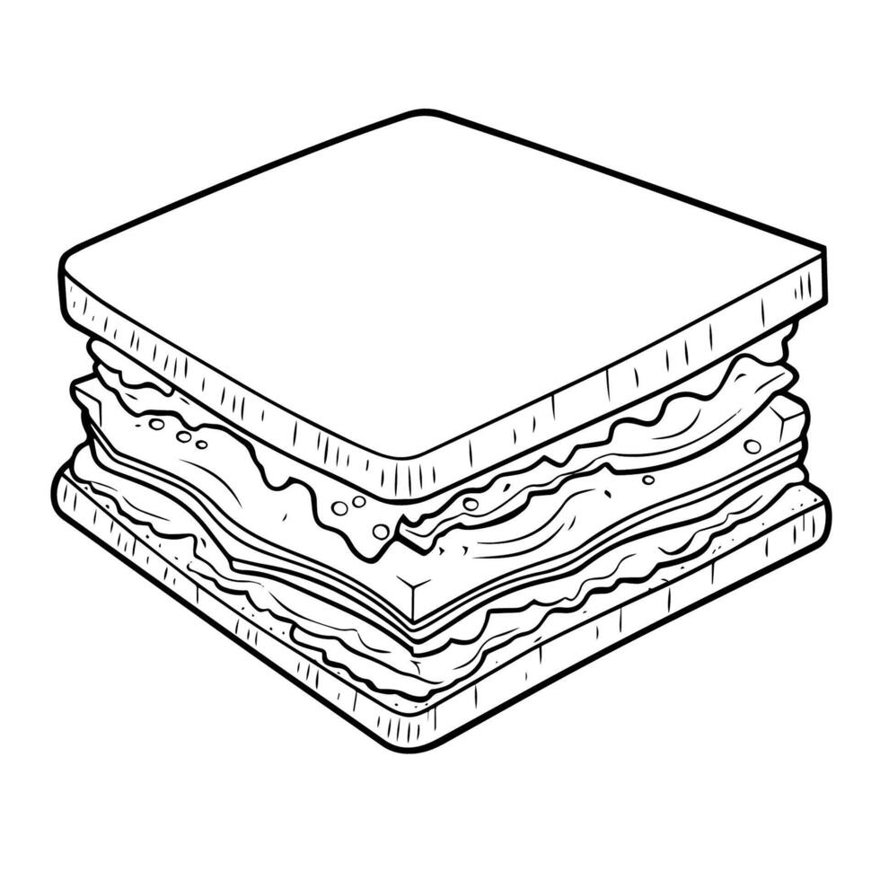 Crisp outline icon of a breakfast sandwich in , ideal for food designs. vector