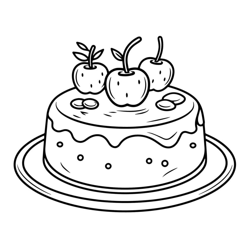 Elegant outline icon of a cake dessert in , perfect for bakery designs. vector
