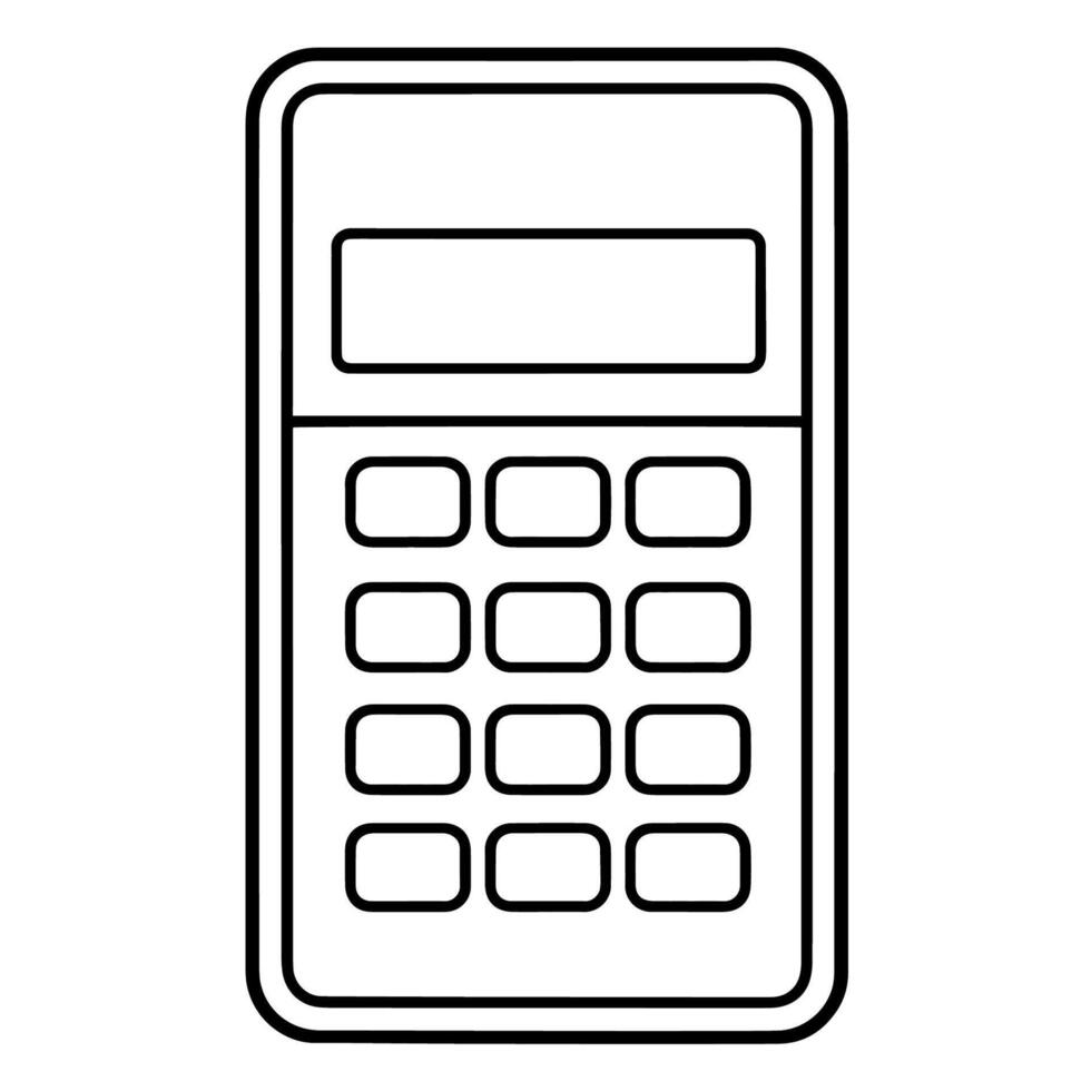 Sleek outline icon of a calculator in , perfect for finance or math designs. vector
