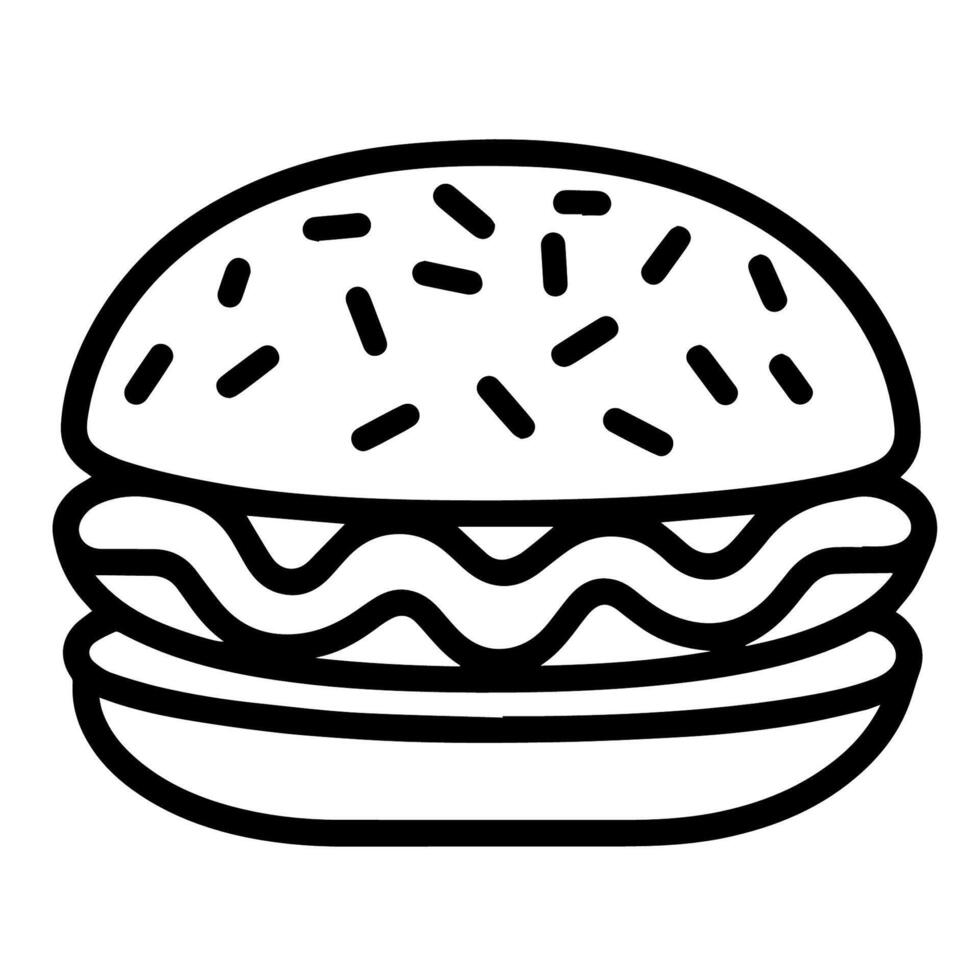 Crisp outline icon of a burger in , perfect for fast food or restaurant designs. vector