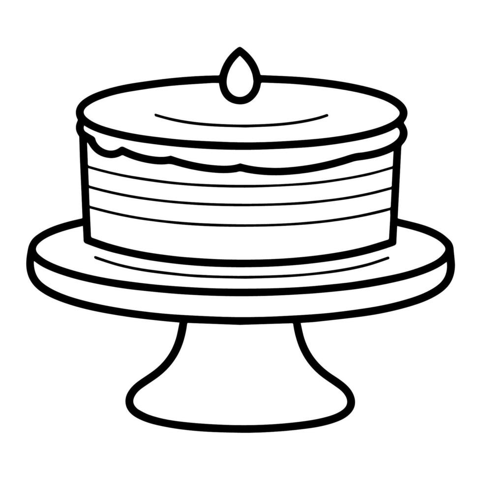 Elegant outline icon of a cake dessert in , perfect for bakery designs. vector