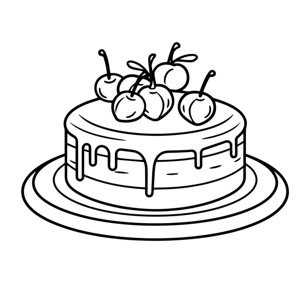 Elegant outline icon of a cake dessert in , perfect for bakery designs. vector